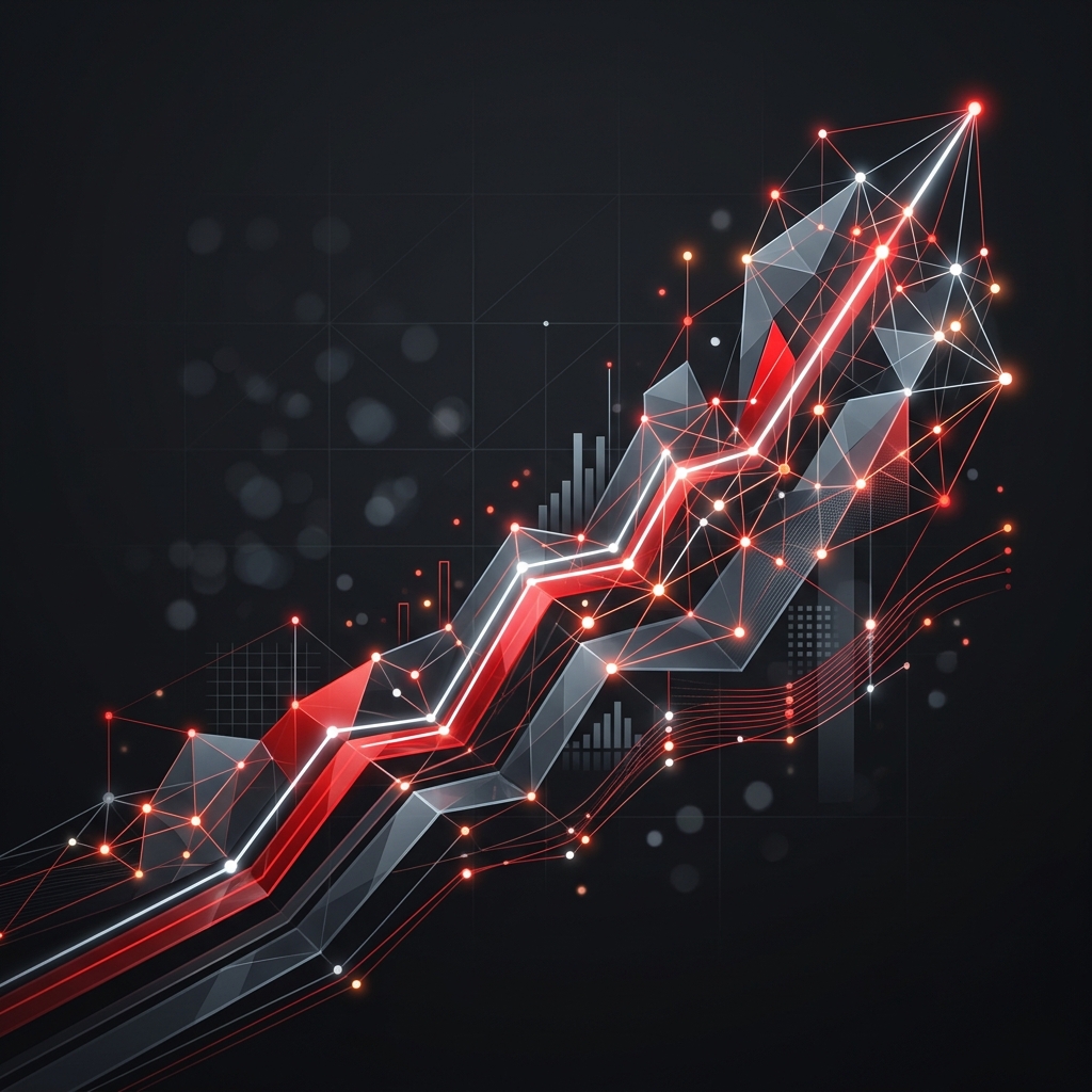 Abstract growth and technology network visualization representing EMKTG frameworks
